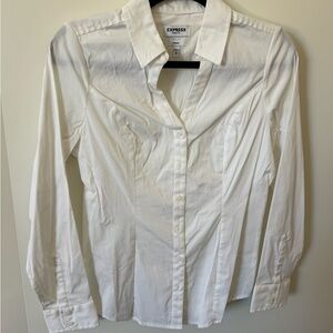 Express Essential White Button Down Shirt